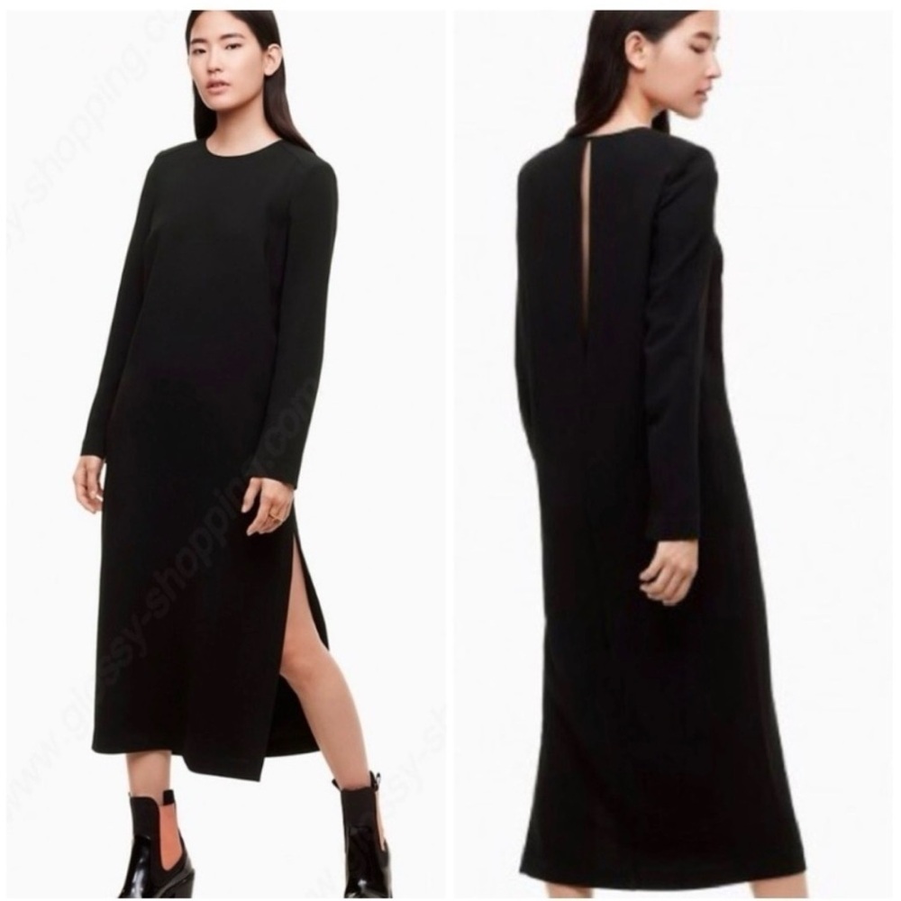 Aritzia Elegant Black Long Sleeve Dress